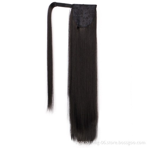 Vigorous Ponytail Extension Long Straight Wrap Around Clip in Hair Extension 22 inch Synthetic Hairpiece for Women